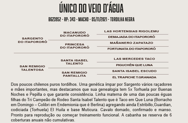 Geração ÚNICO DO VÉIO D'ÁGUA
