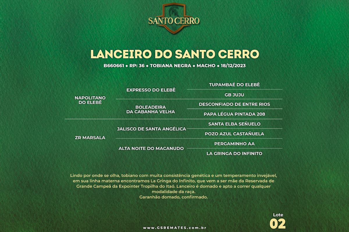 Geração LANCEIRO DO SANTO CERRO