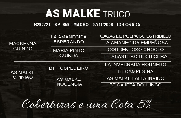 Geração AS MALKE TRUCO - COTA DE 5%